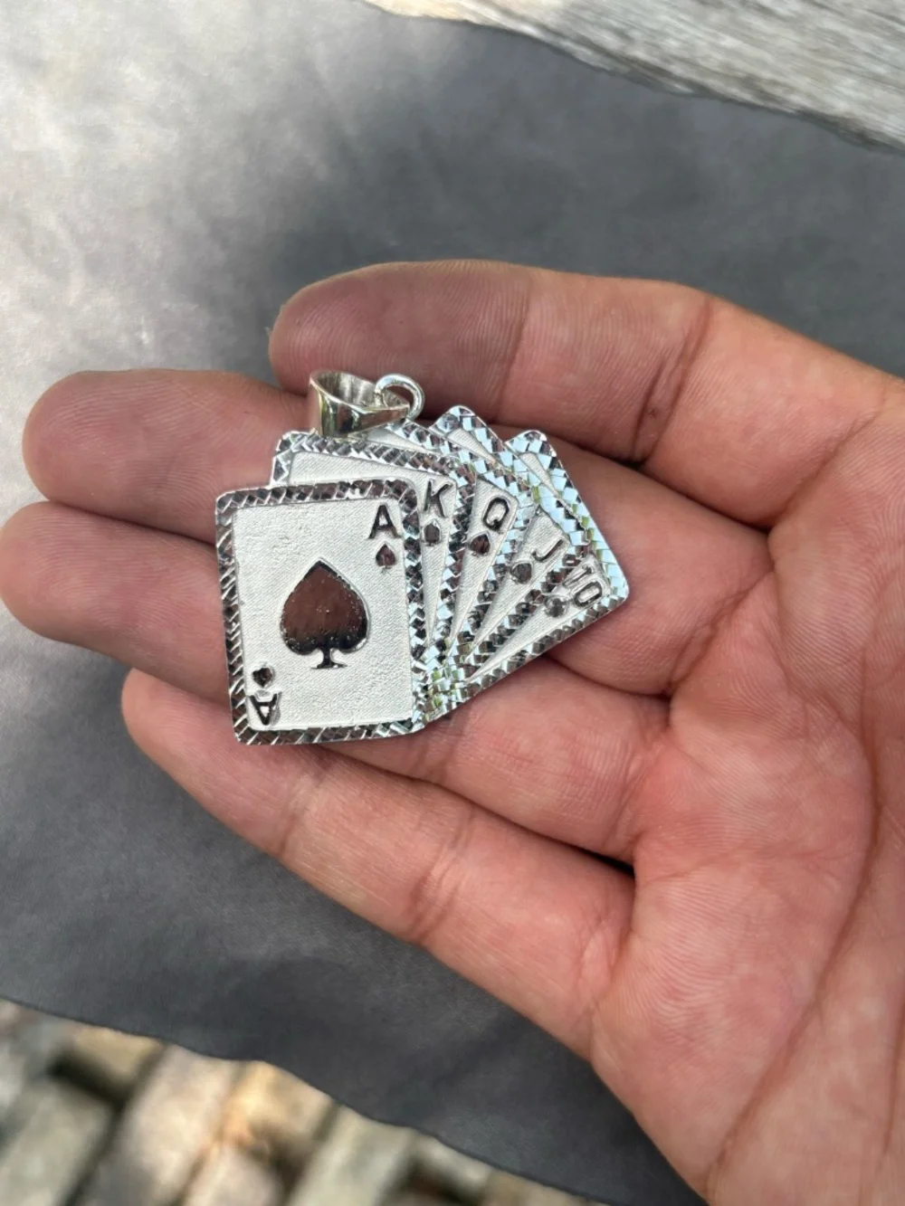 925 Sterling Silver Poker Pendant
